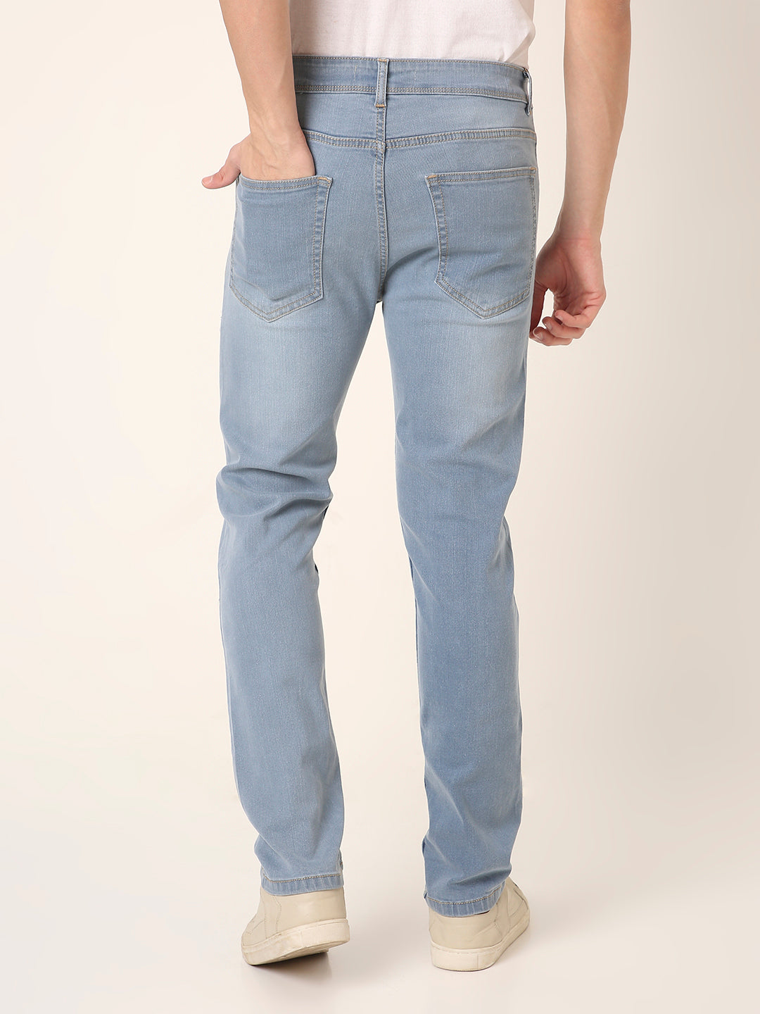 Light Blue Slim STRAIGHT Fit Stretch Denim Jeans