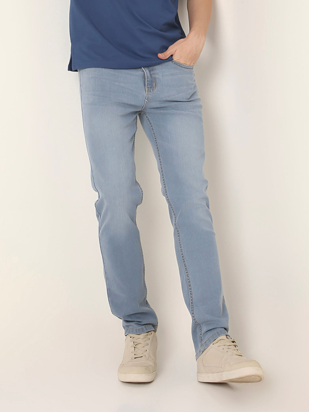 Light Blue Slim STRAIGHT Fit Stretch Denim Jeans