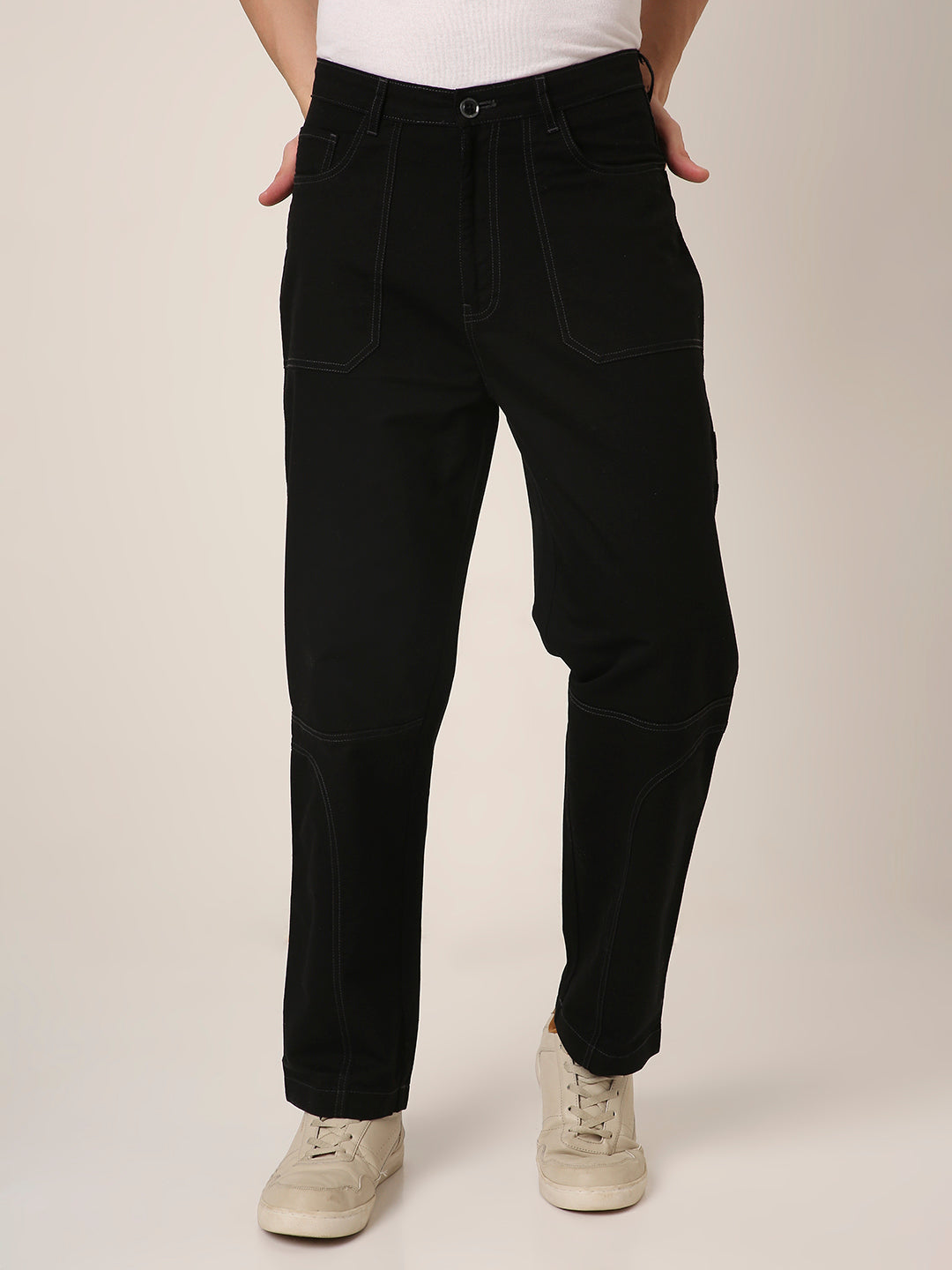 Straight Fit BLACK Utility Cargo PANTS