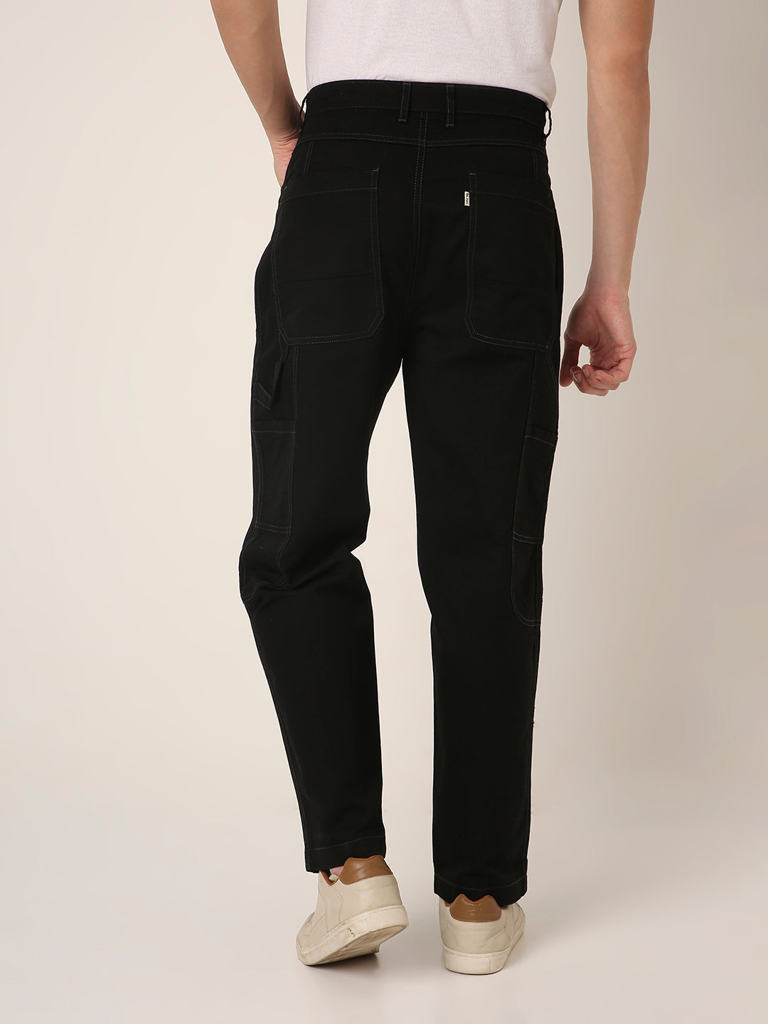 Straight Fit BLACK Utility Cargo PANTS