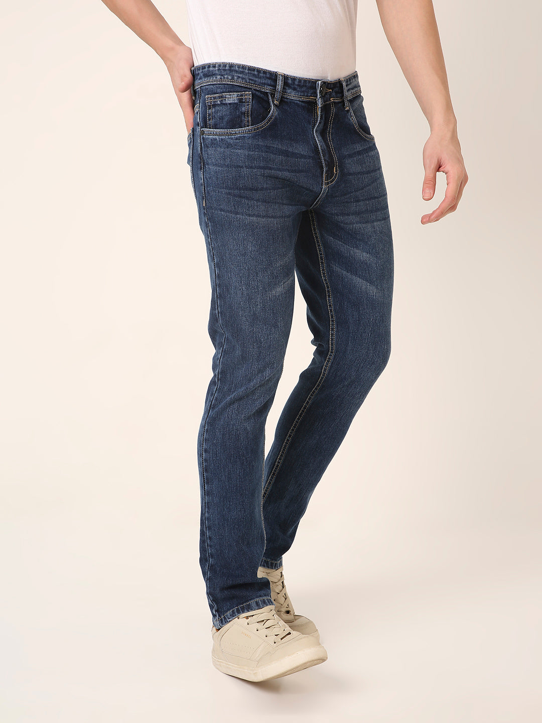 Mid-Blue Slim Fit Denim Jeans