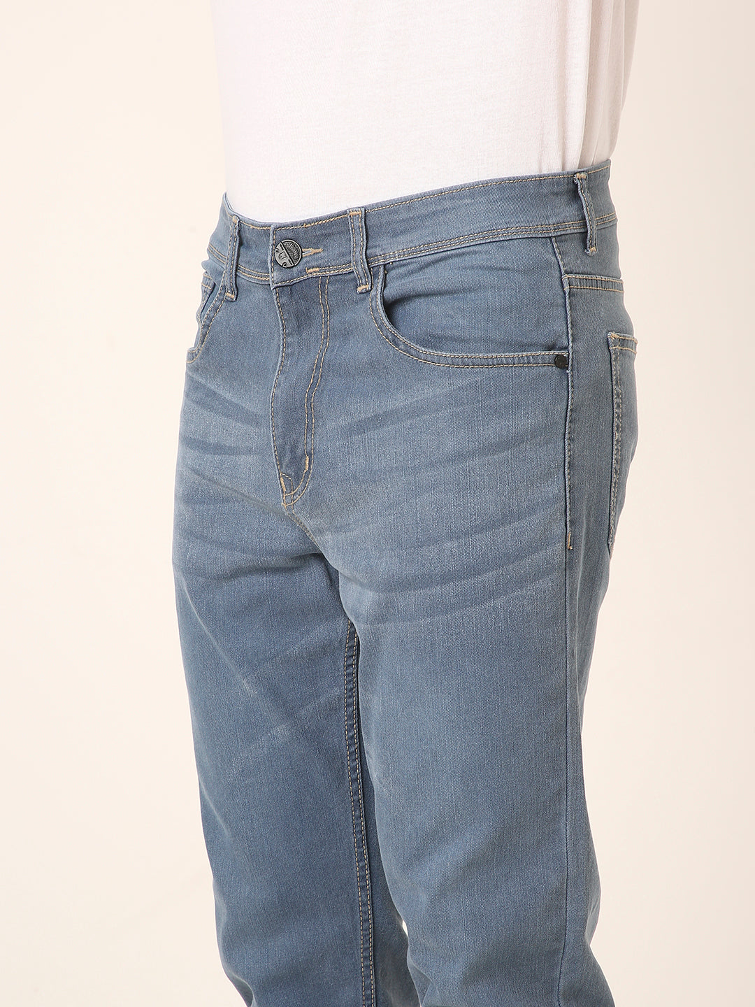 Mid Blue SliM STRAIGHT Fit Stretch Denim Jeans