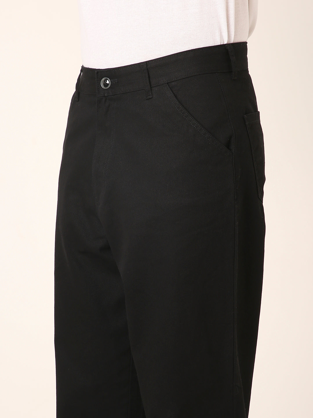 BLACK Classic Straight Fit Cotton PANTS