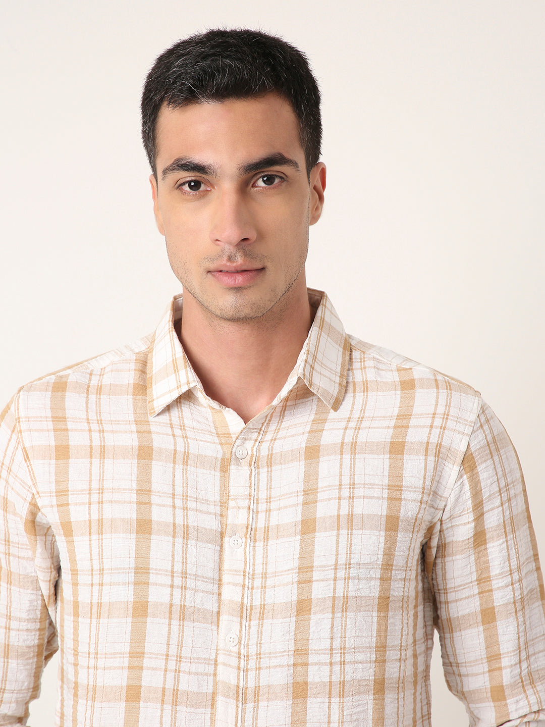 Mustard Checkered Casual Shirt