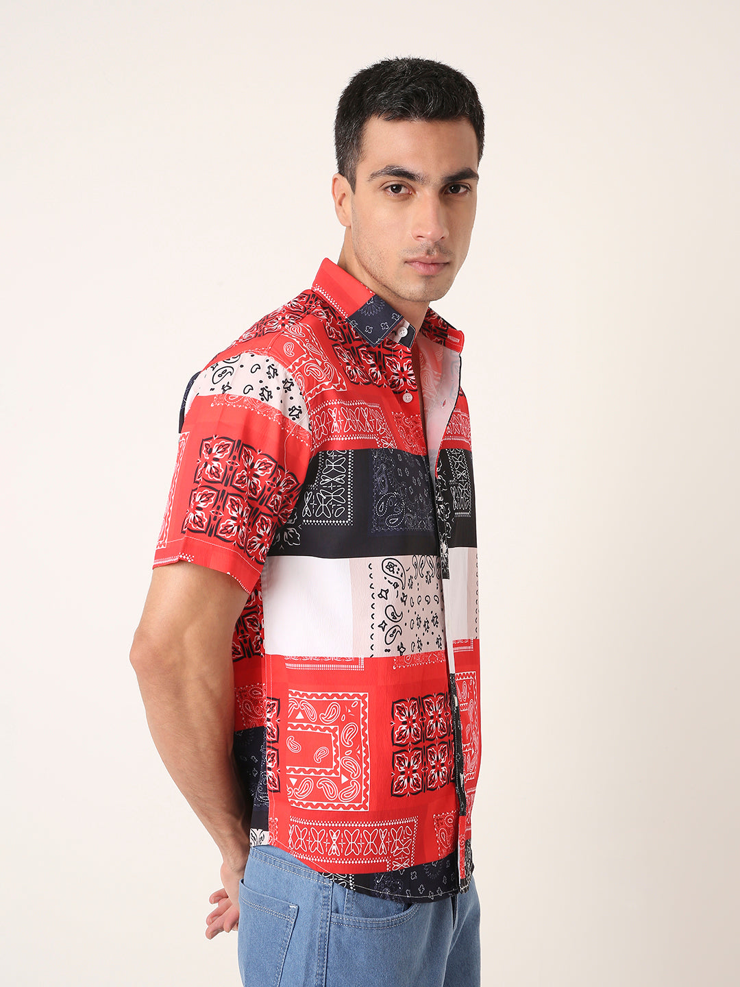 BANDANA Patch Printed Short Sleeve Casual Shirt