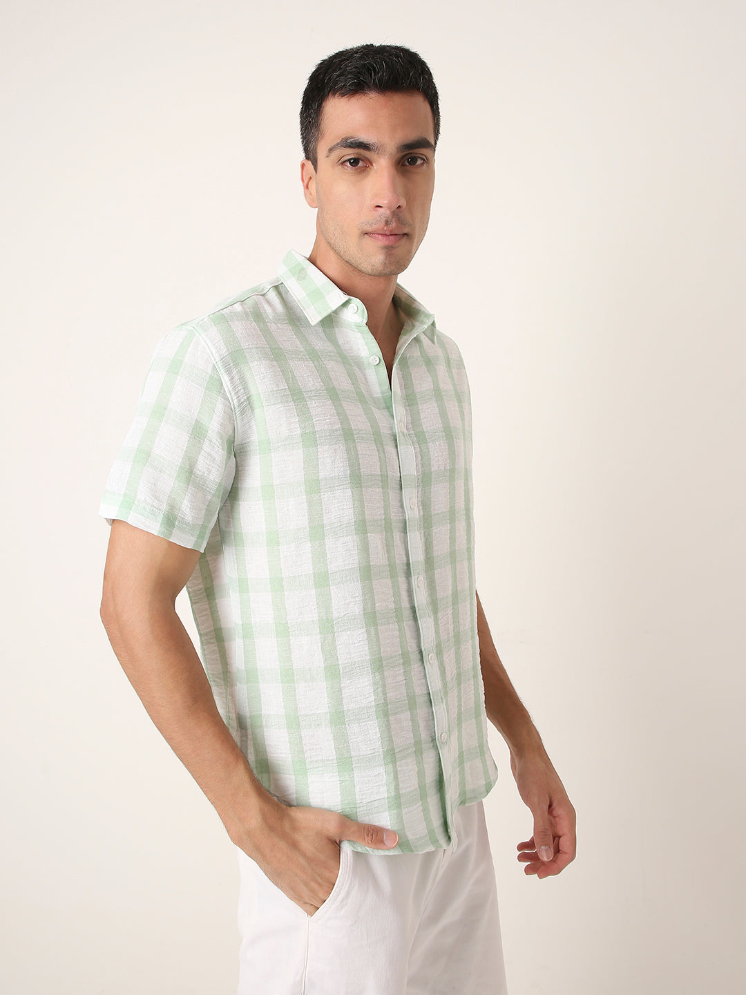 GREEN SHORT SLEEVE Casual Shirt