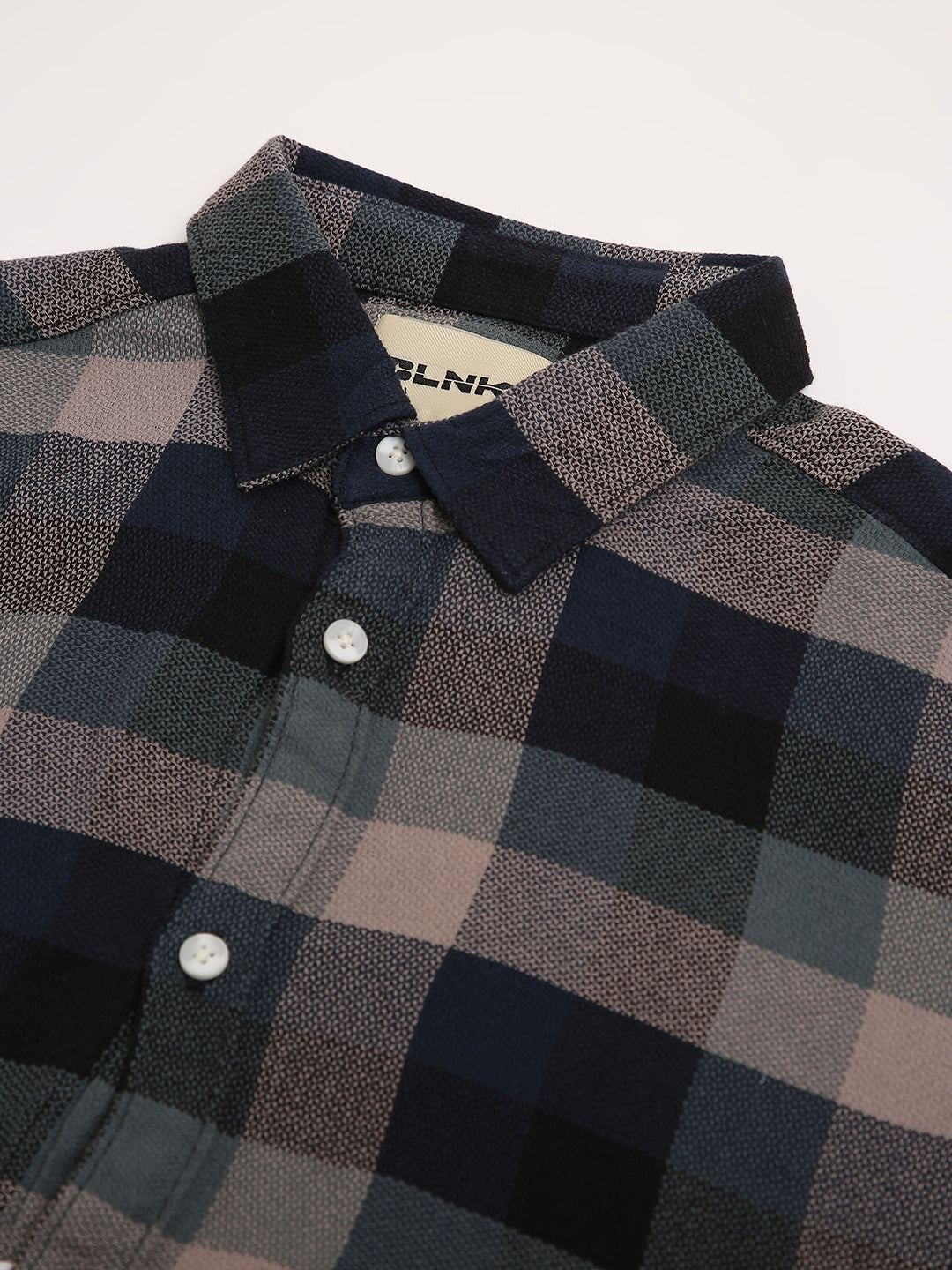 Navy Blue Checked Cotton Relaxed Fit Casual Shirt