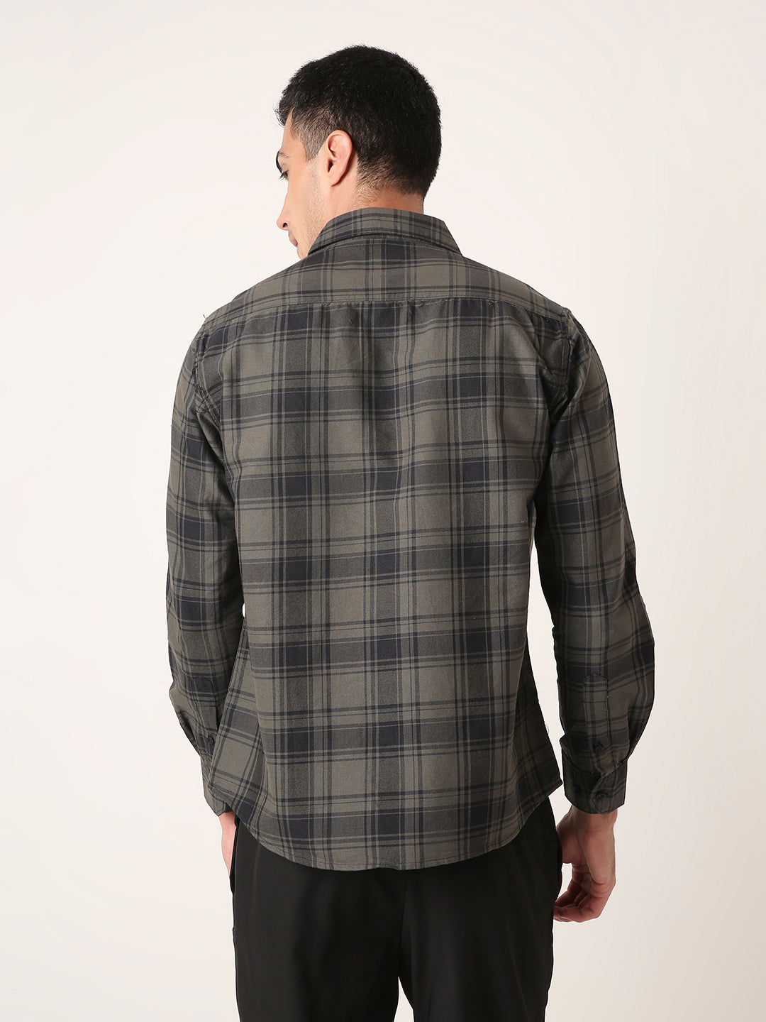 OLIVE Oxford Pure Cotton Checked Casual Shirt