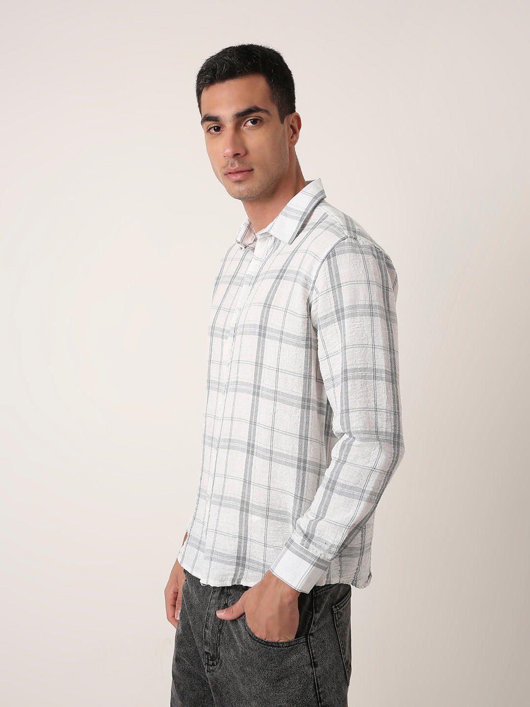 GRAY Casual CHECK Shirt