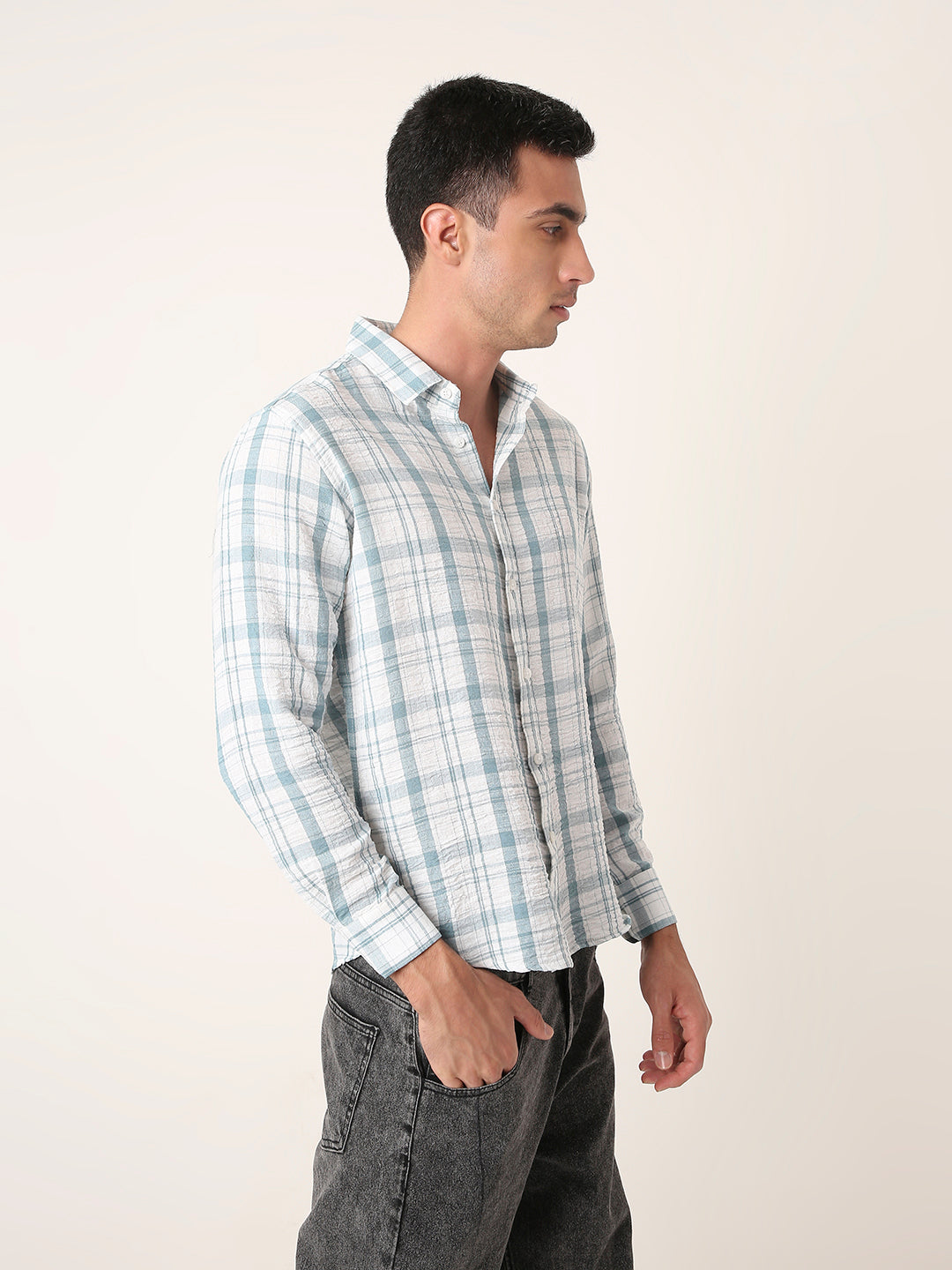 Blue Checkered Casual Shirt