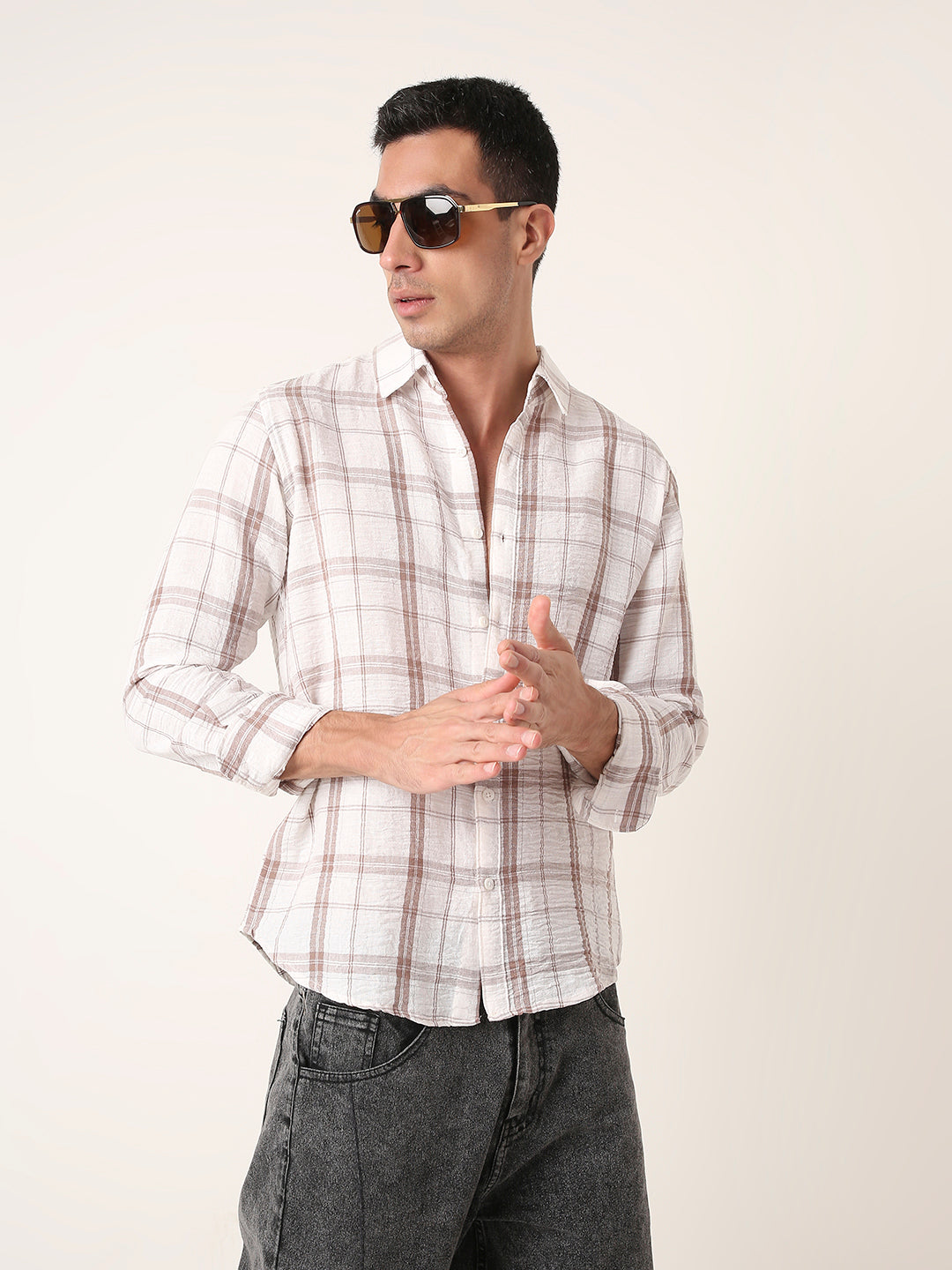 Brown Casual check Shirt