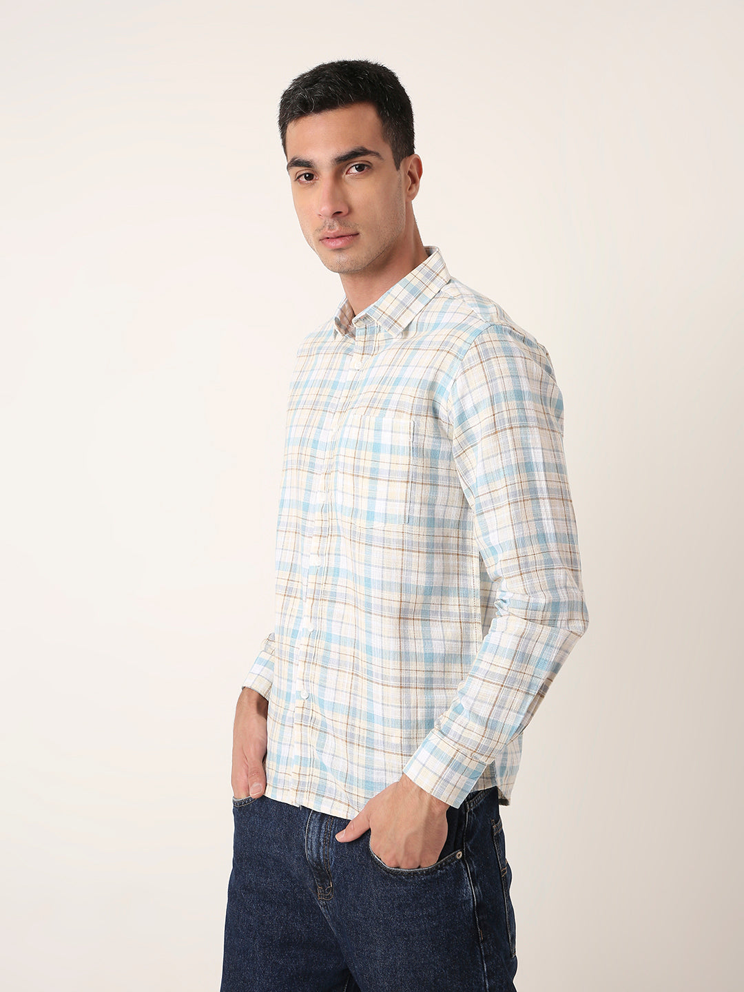 FAWN Cotton Checkered Casual Shirt