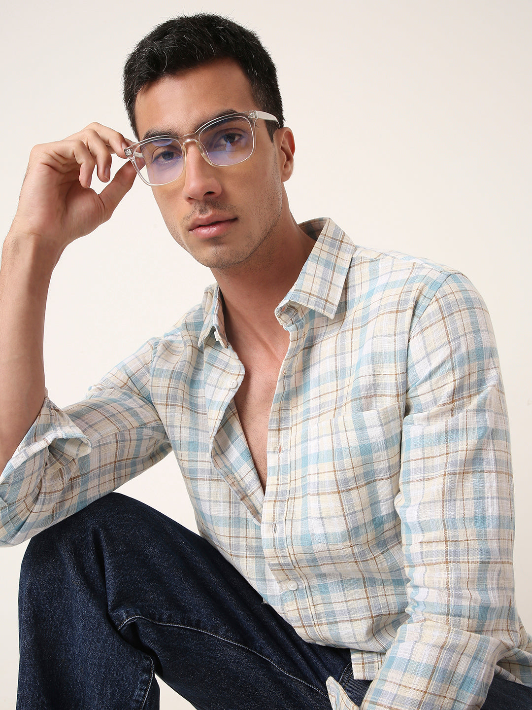 FAWN Cotton Checkered Casual Shirt