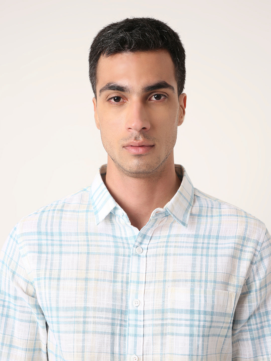 BLUE Classic Cotton Checkered Casual Shirt