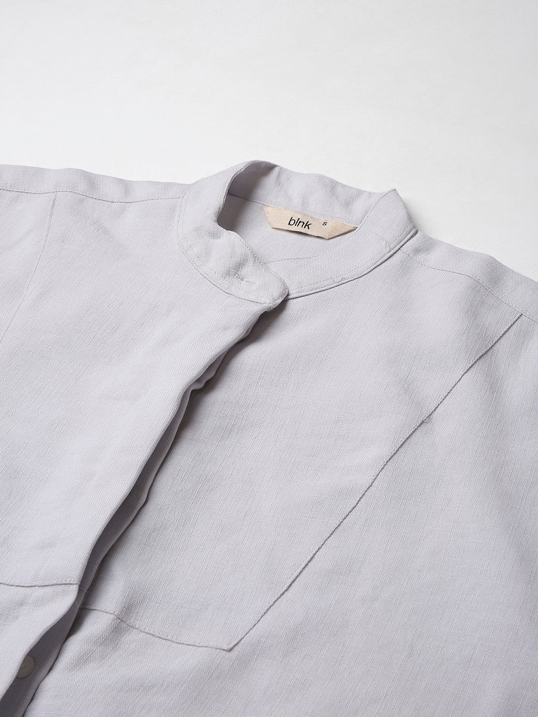 LIGHT GREY MANDARIN COLLAR SHIRT
