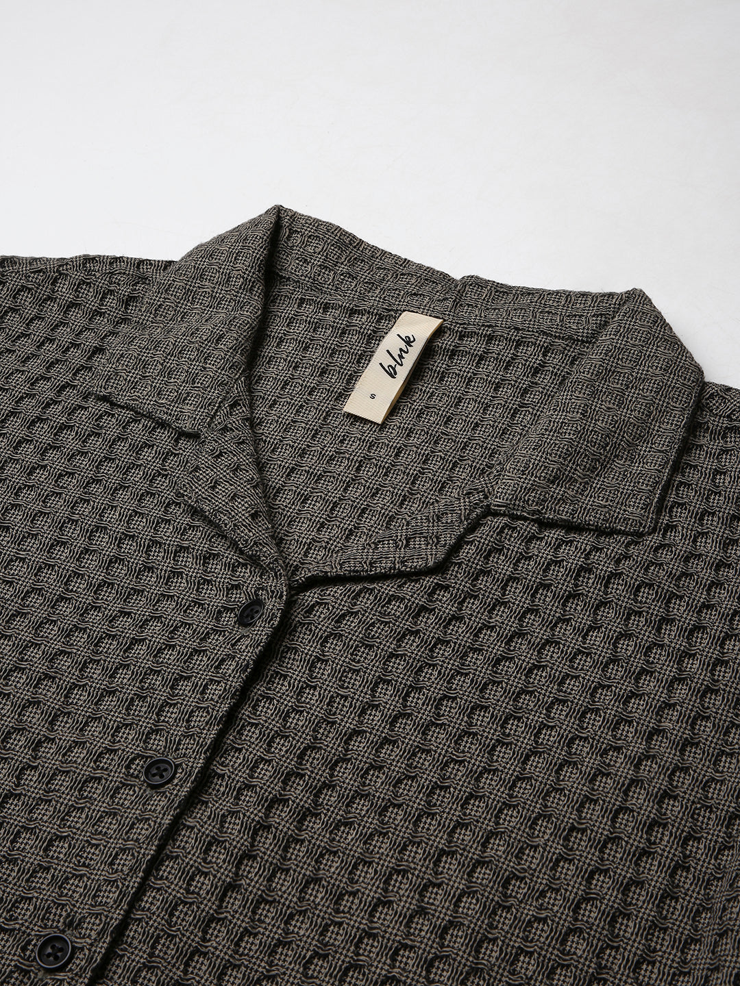 OLIVE TEXTURED CROPPED SHIRT