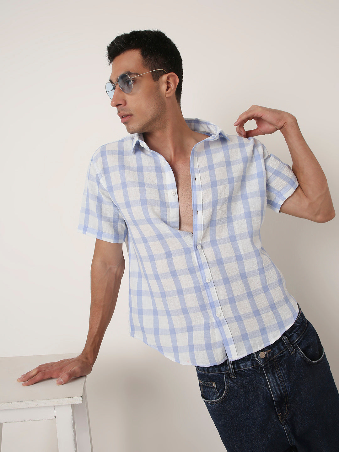 SKY BLUE SHORT SLEEVE Casual Shirt