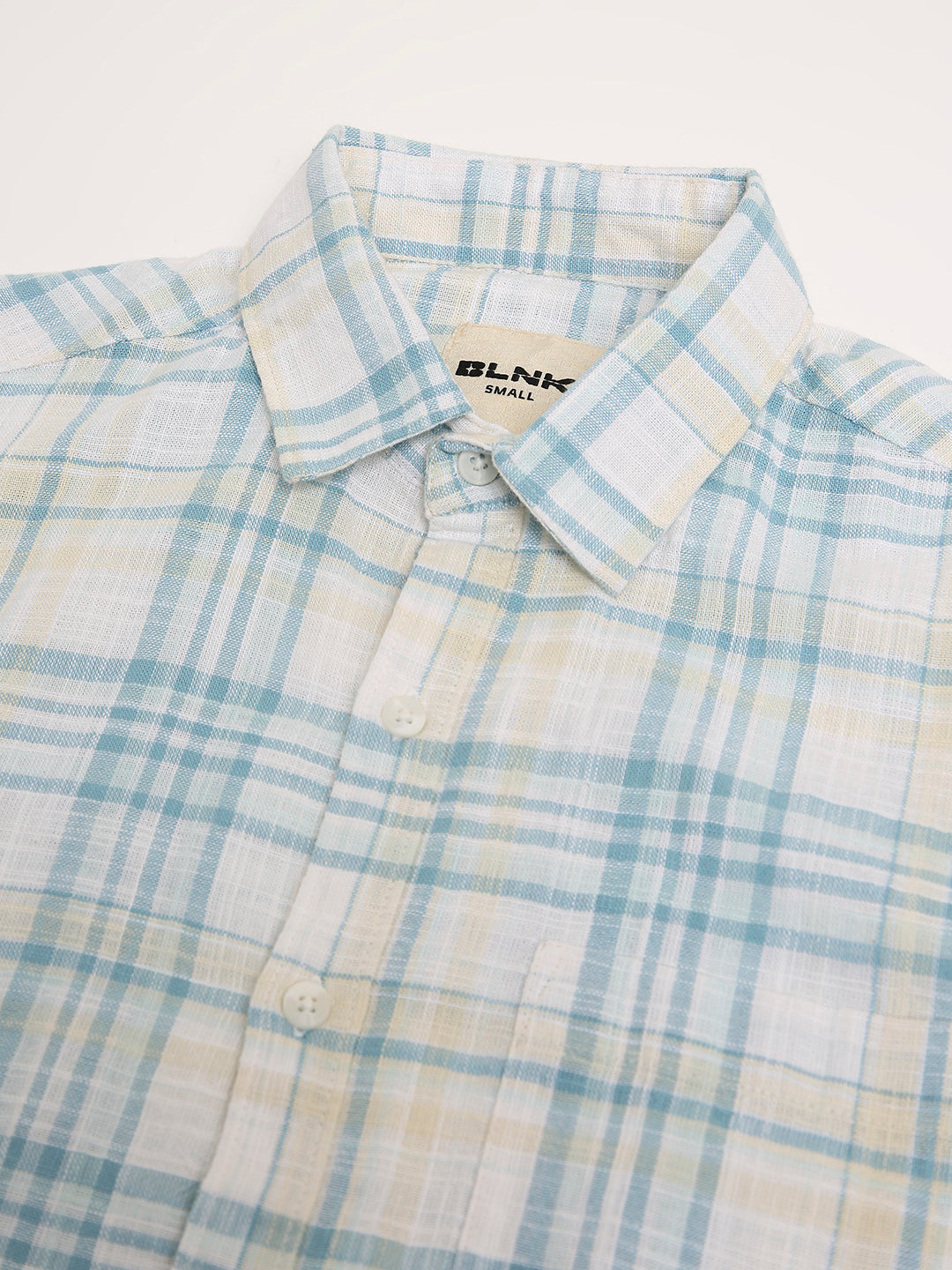 Blue Checked Cotton Relaxed Fit Casual Shirt