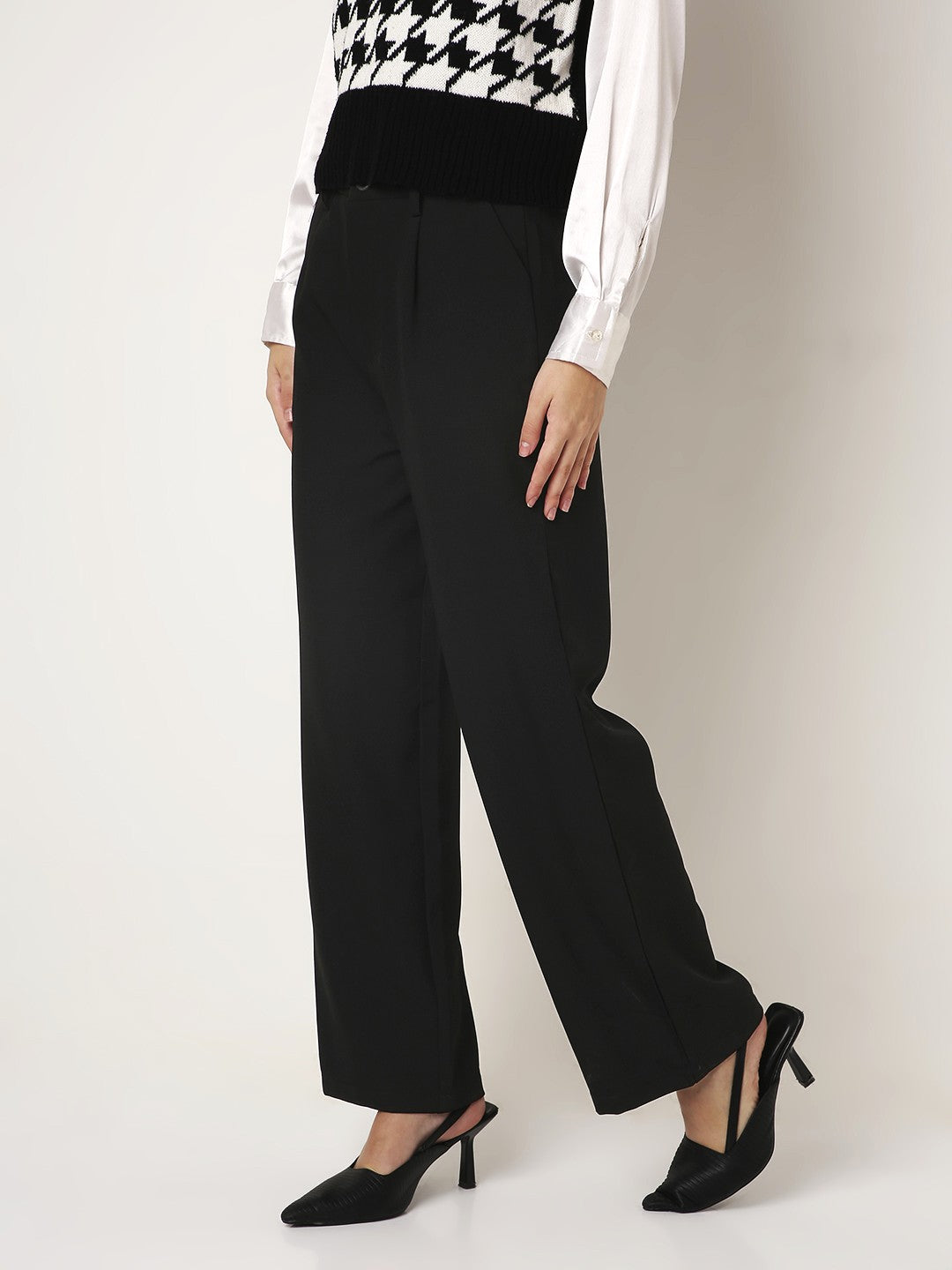BLACK High-Waist Wide-Leg Trousers