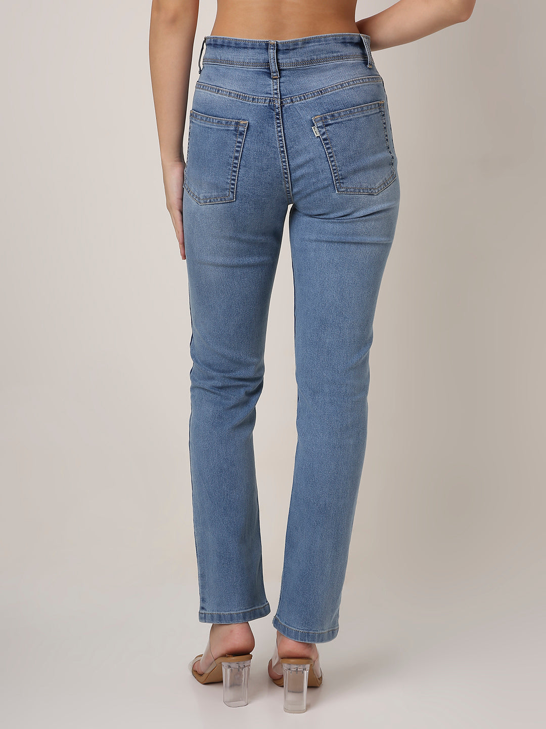 Light Blue High-Waist Slim-Fit Jeans