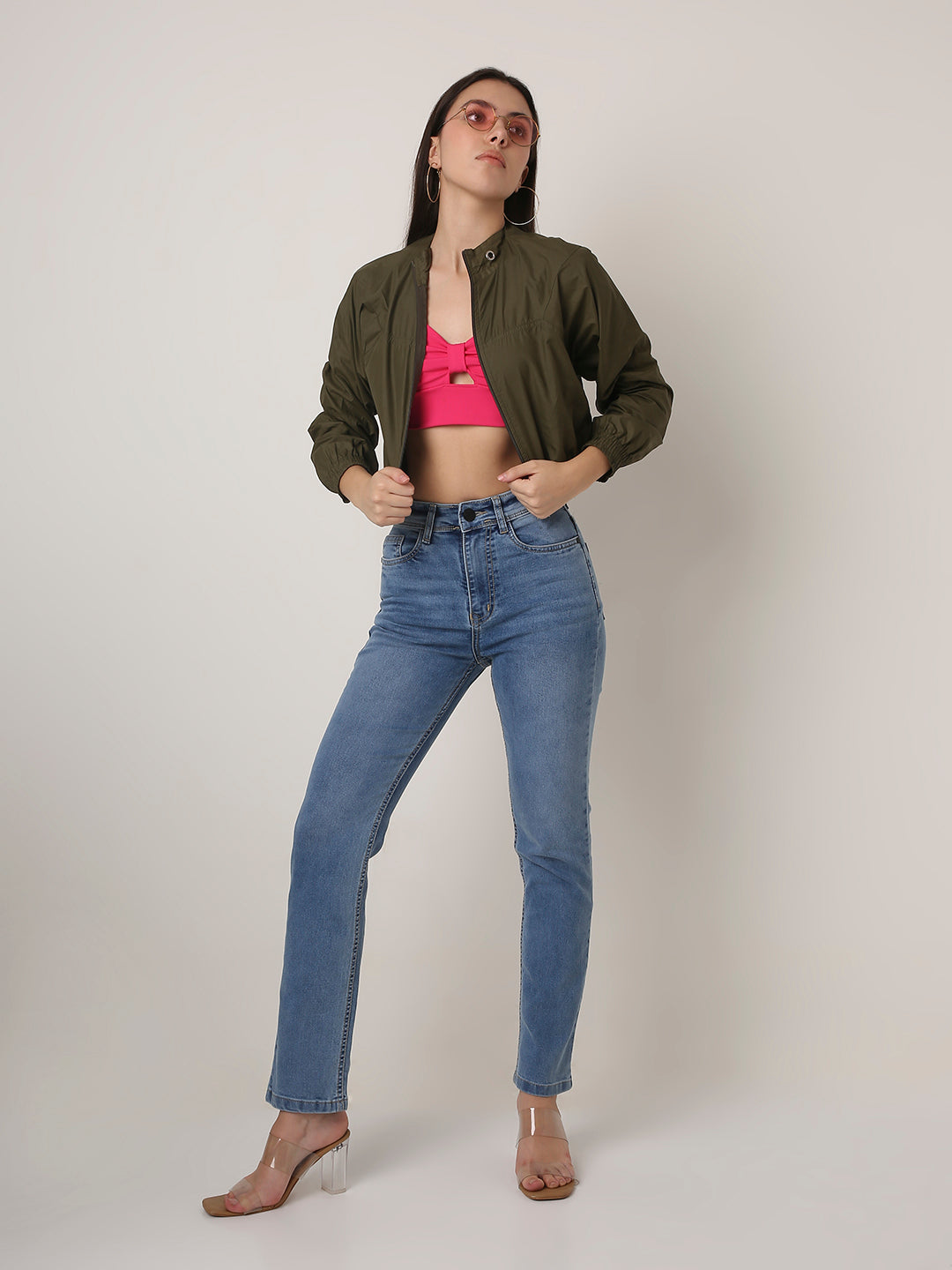 Light Blue High-Waist Slim-Fit Jeans