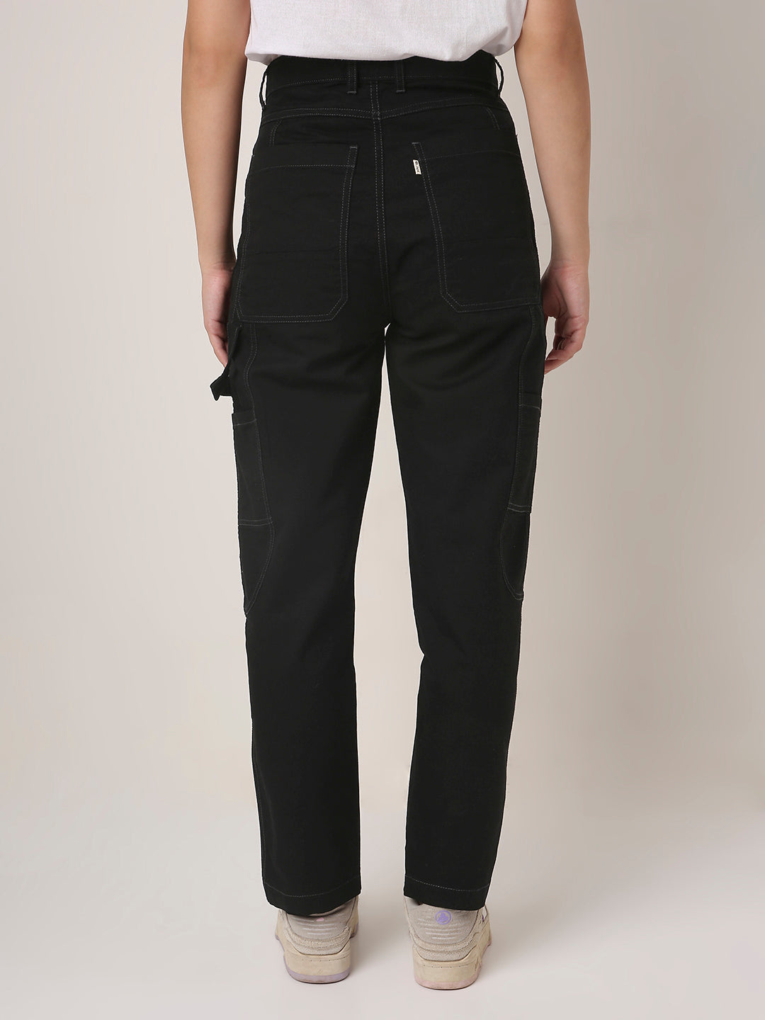 BLACK High-Waist Utility Cargo Pants