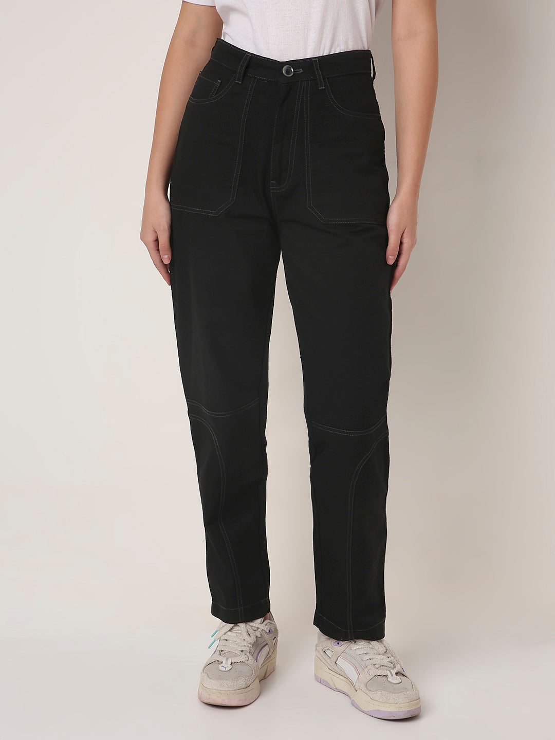 BLACK High-Waist Utility Cargo Pants