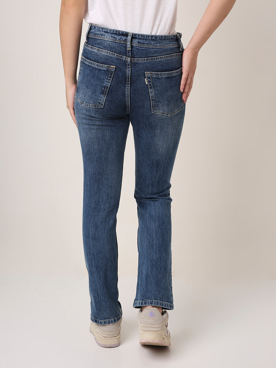 Mid Blue High-Waist Slim-Fit Jeans