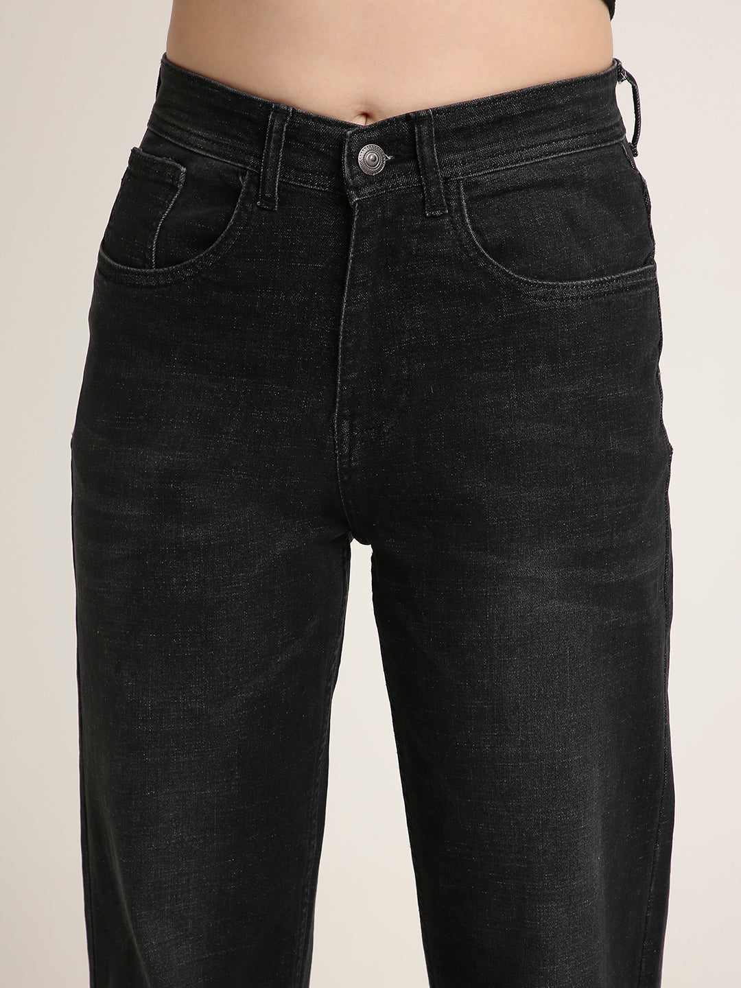 Black High-Rise Straight Fit Jeans