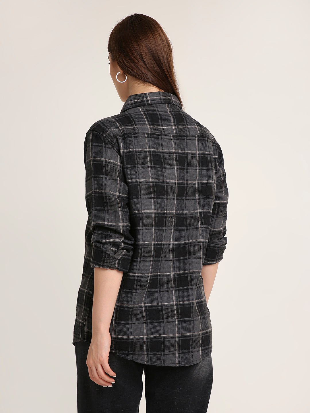 Grey Checked Premium Cotton Structured Shirt