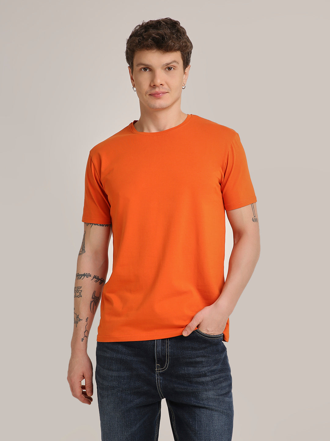 REGULAR FIT T-SHIRT: ORANGE