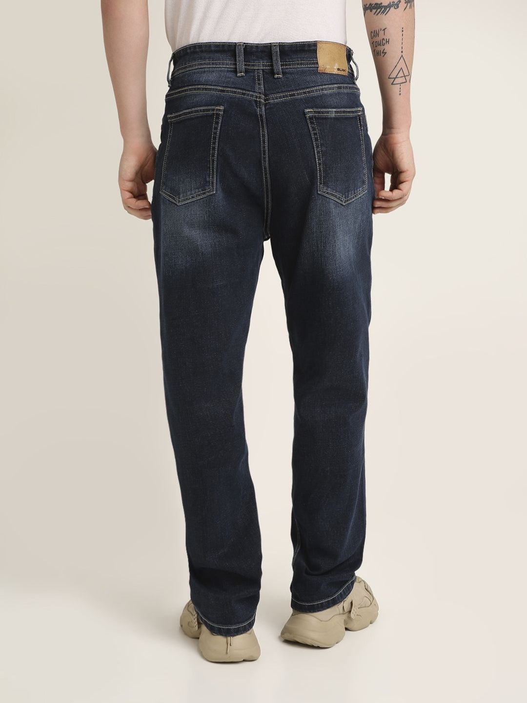 Dark Wash Straight Fit Stretch Denim Jeans