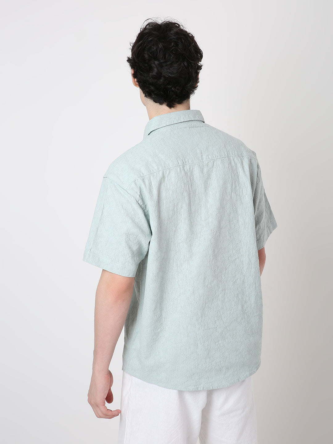 TEXTURED COTTON SHORT SLEEVE SHIRT