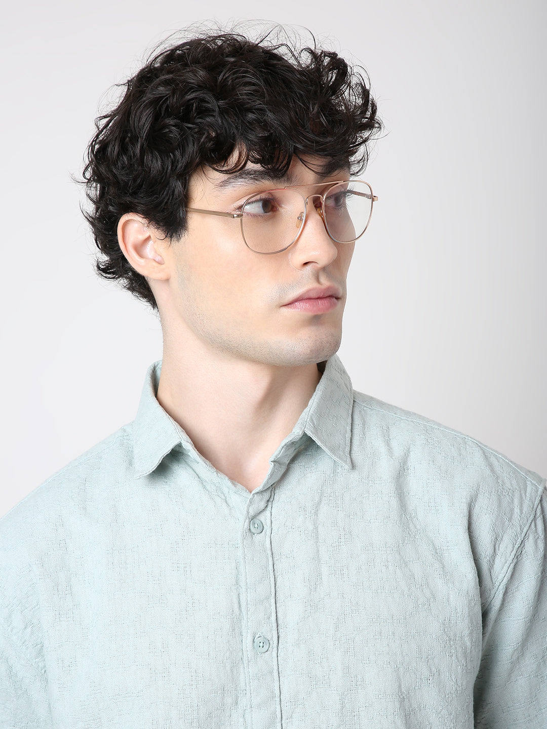 TEXTURED COTTON SHORT SLEEVE SHIRT