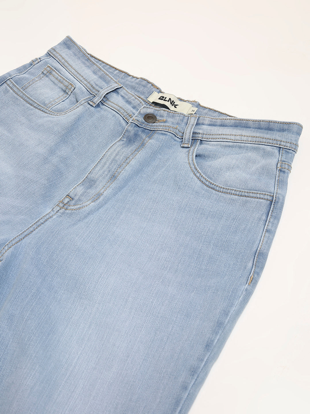 Light Wash Straight Fit Stretch Denim Jeans