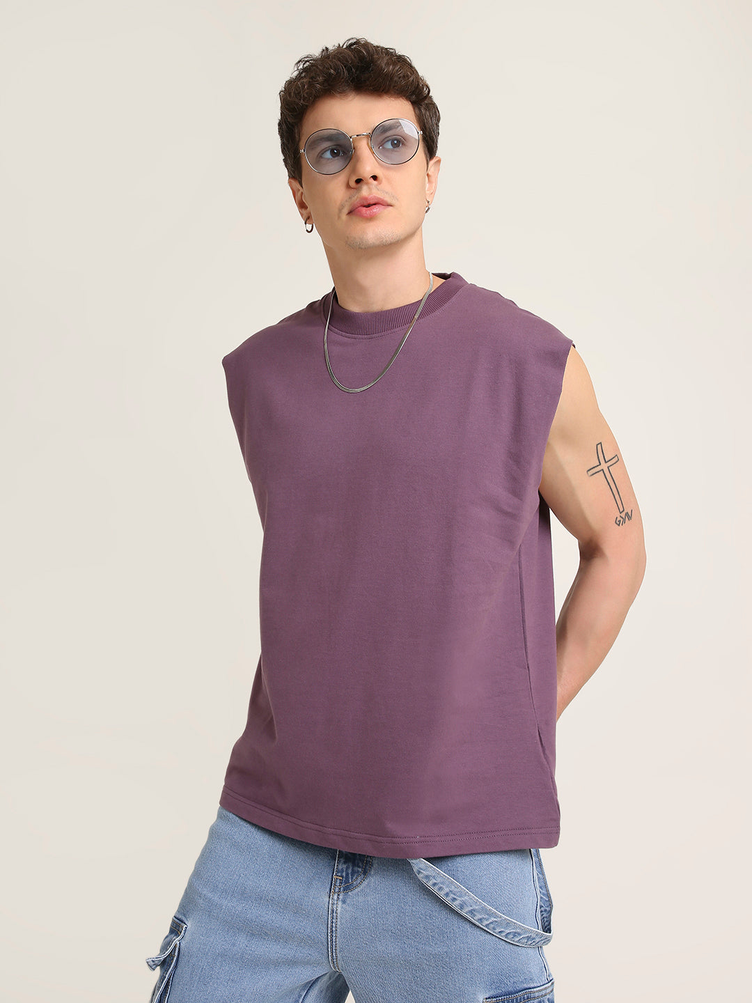 Oversize Sleeveless Tshirt: Grape