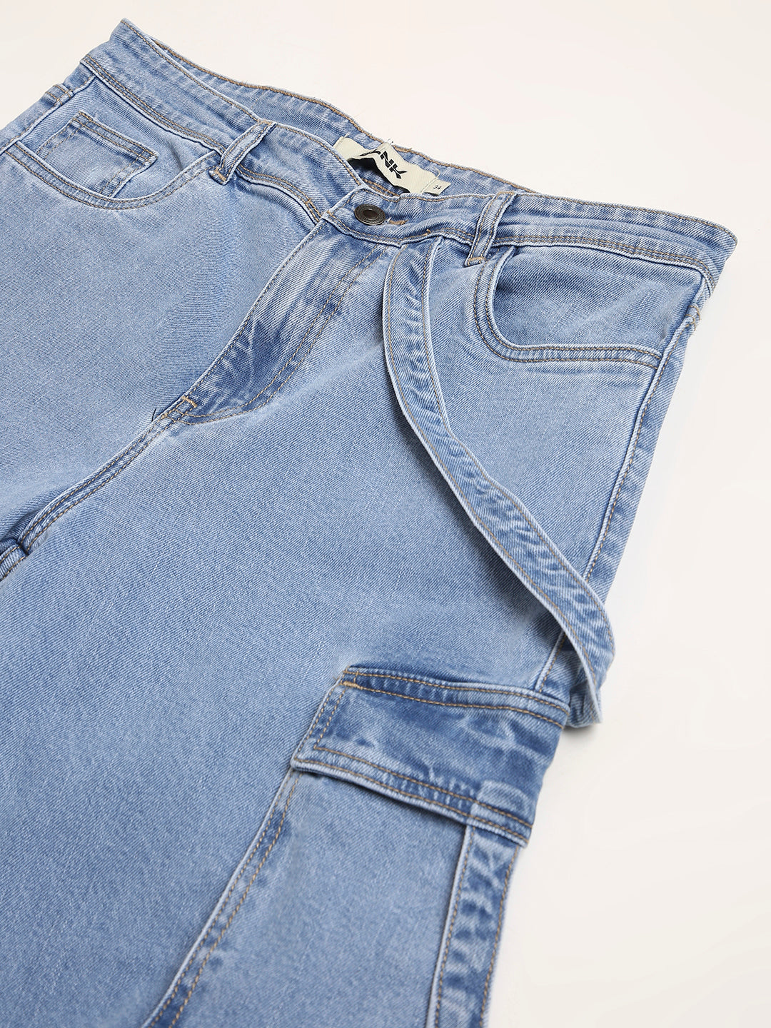 Light Blue Denim Cargo Jeans with Utility Pockets