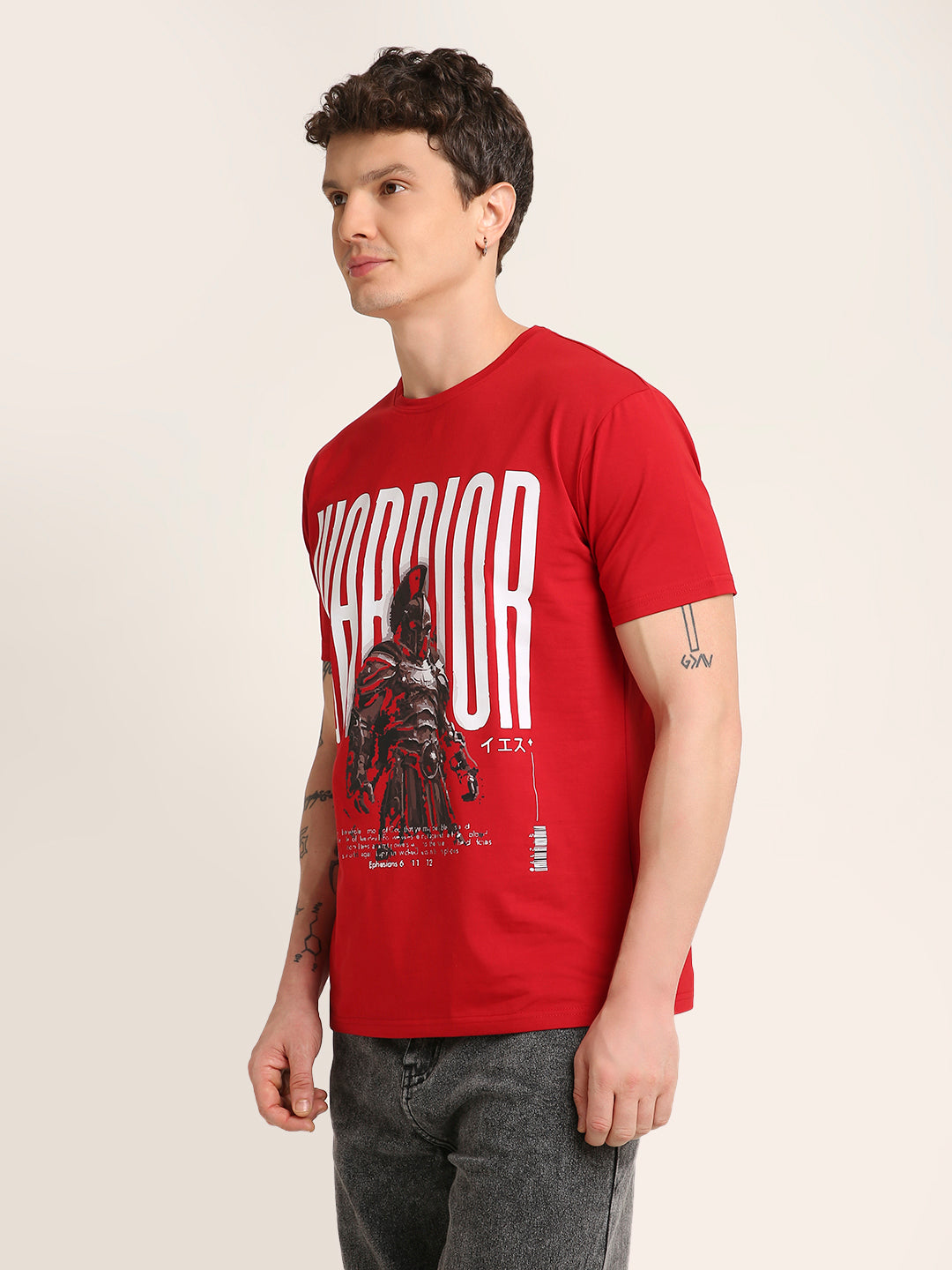 Warrior Graphic Printed Premium Cotton T-Shirt