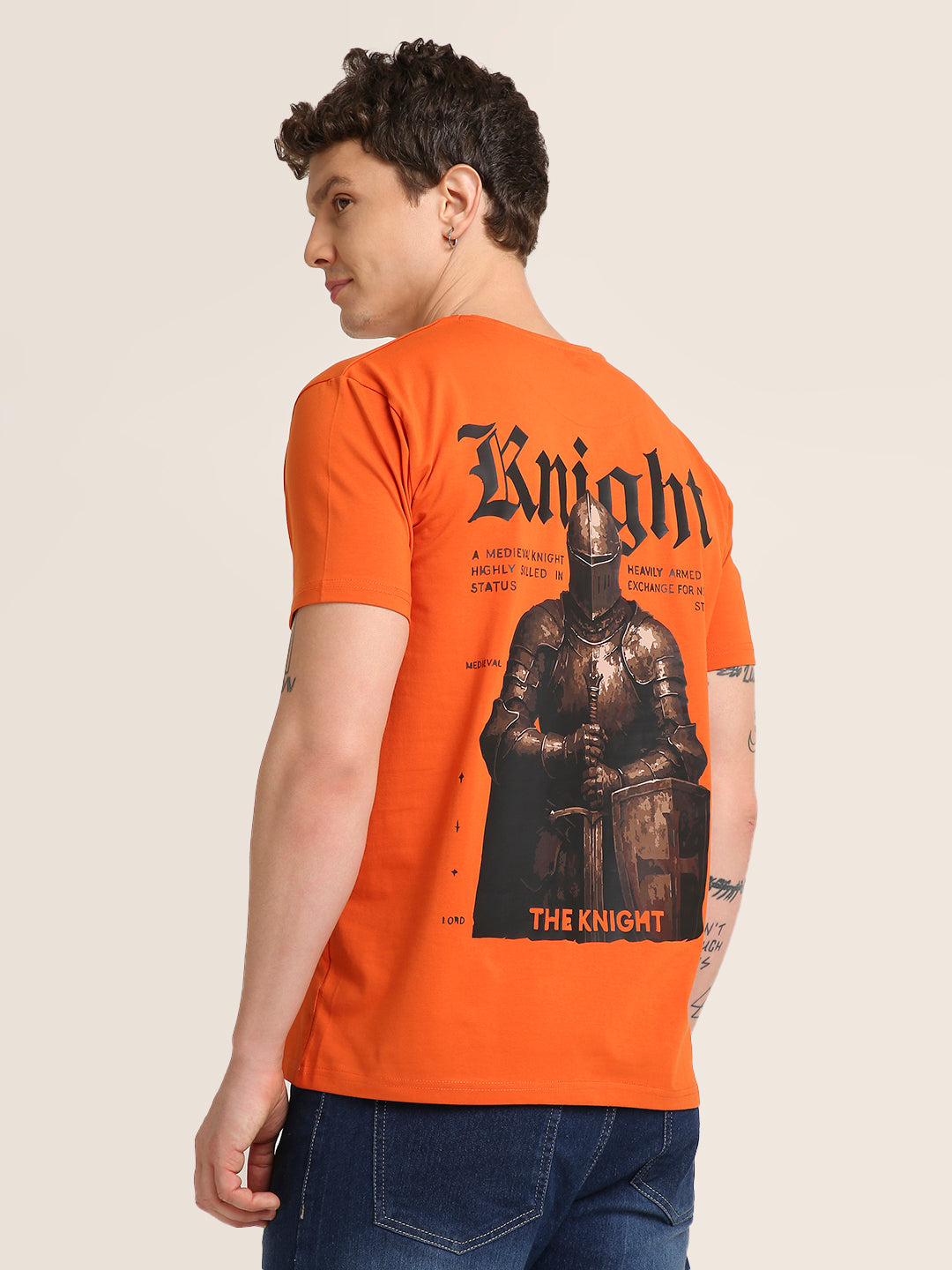 Knight Back Graphic Printed Premium Cotton T-Shirt