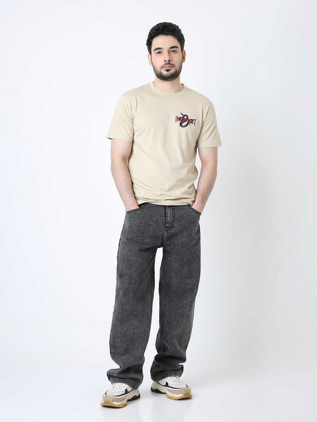 RELAXED FIT SAND PRINTED T-SHIRT