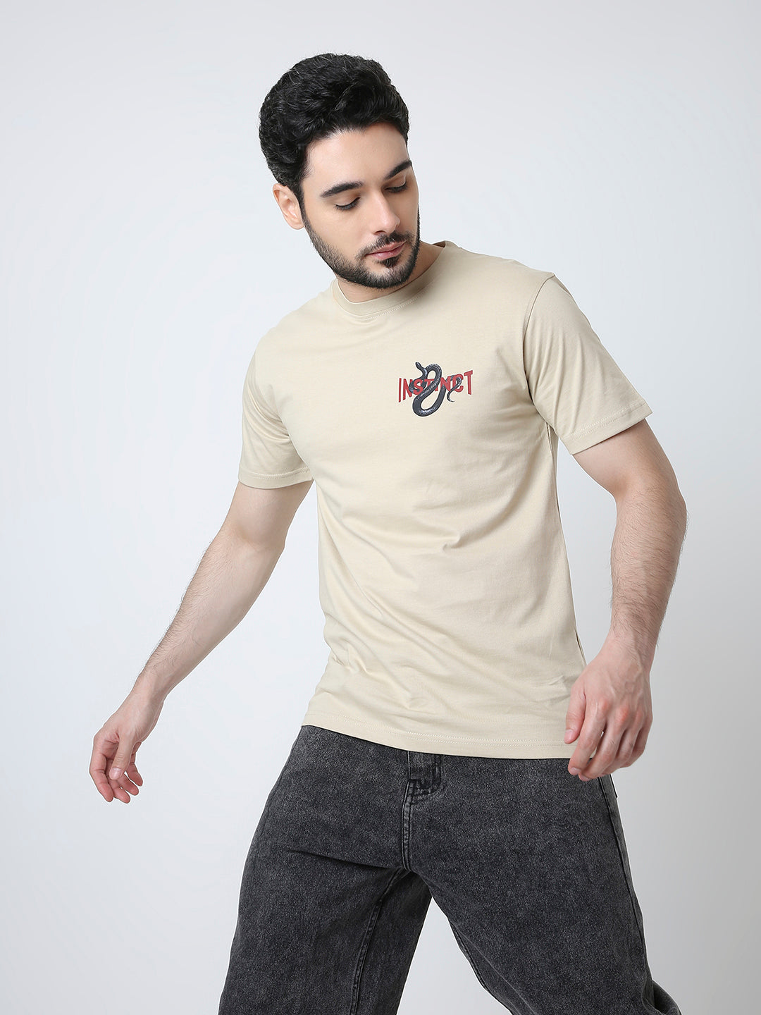 RELAXED FIT SAND PRINTED T-SHIRT