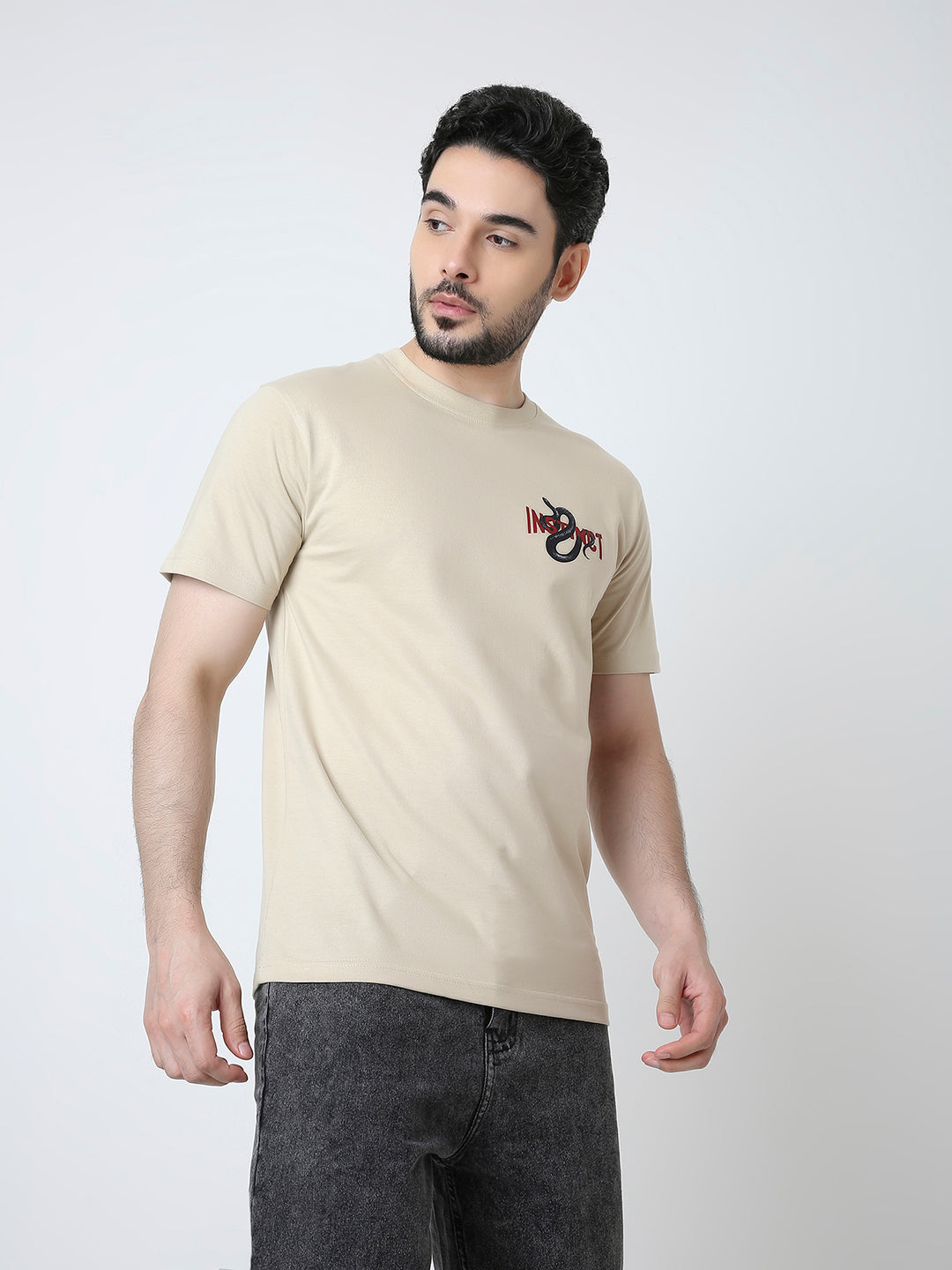 RELAXED FIT SAND PRINTED T-SHIRT