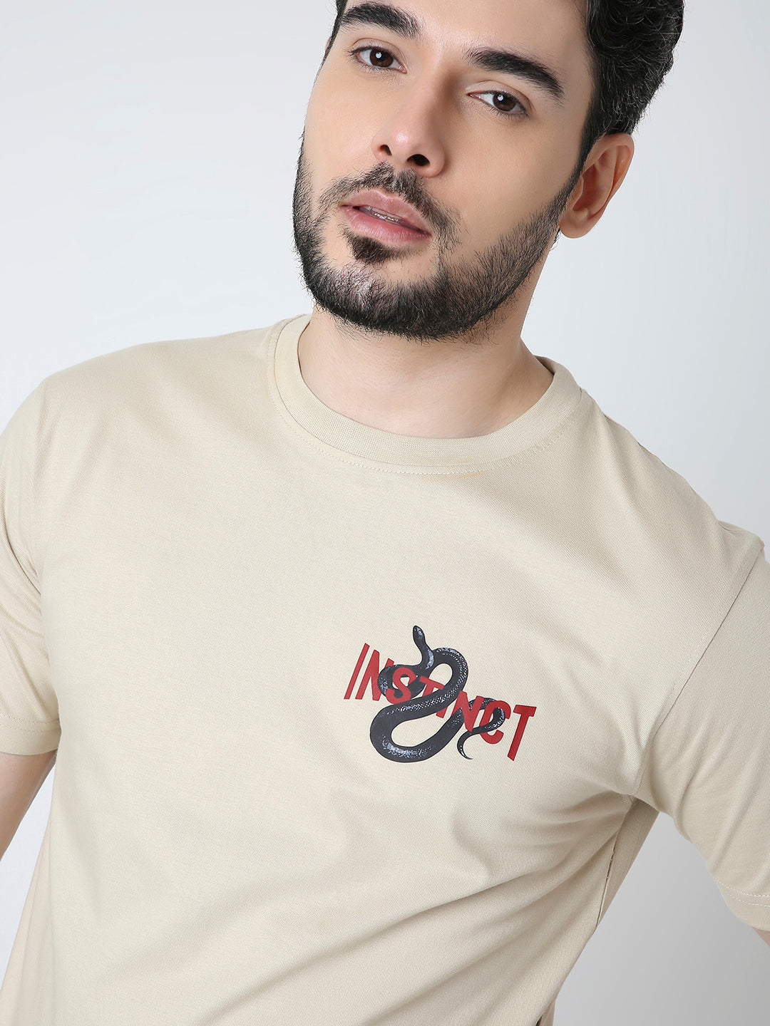 RELAXED FIT SAND PRINTED T-SHIRT