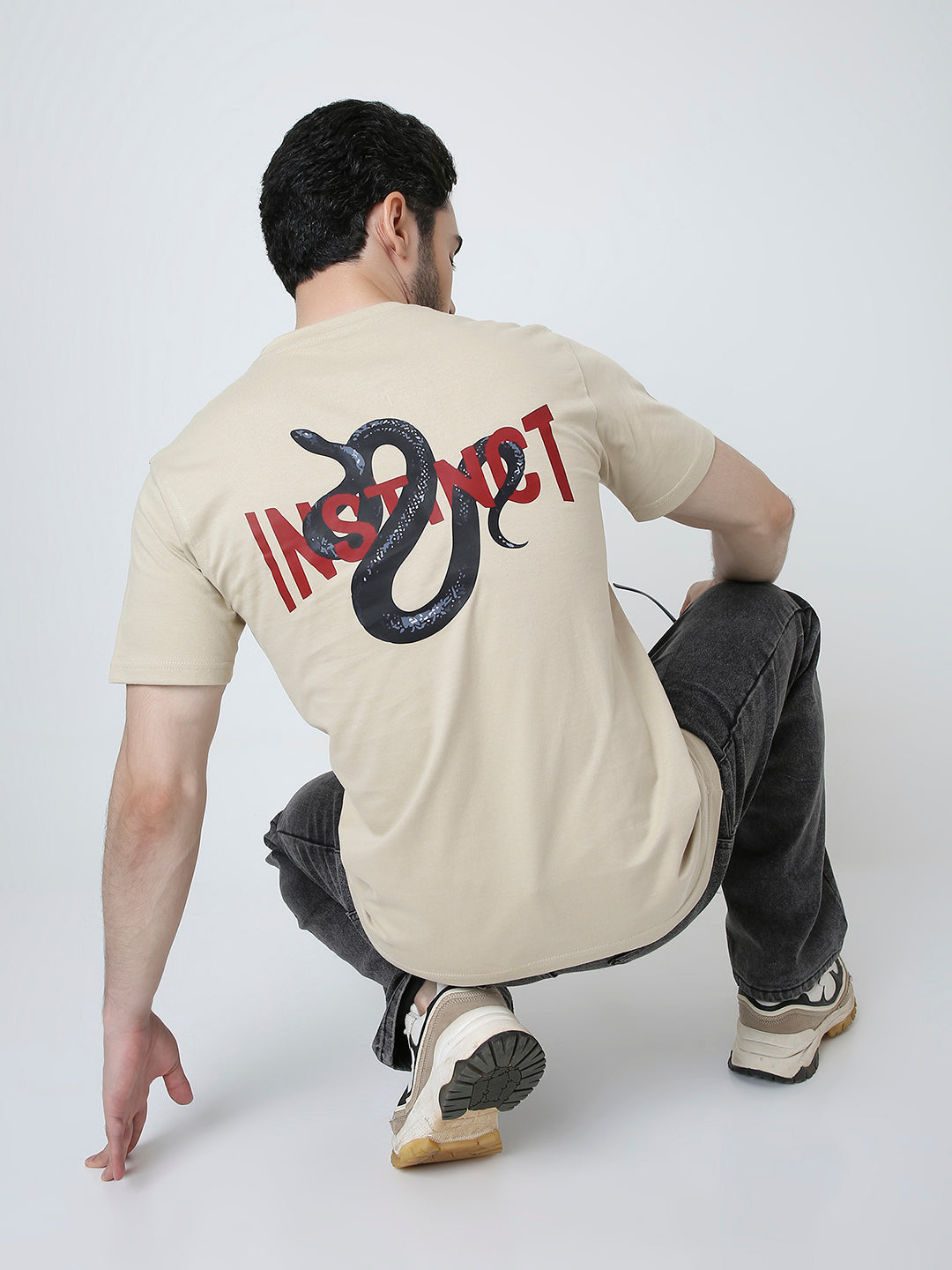 RELAXED FIT SAND PRINTED T-SHIRT