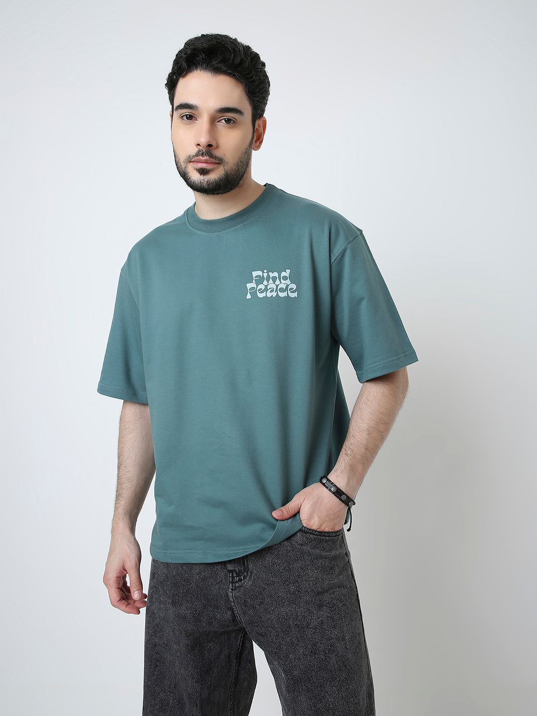 OVERSIZED SAPPHIRE BLUE PRINTED TSHIRT