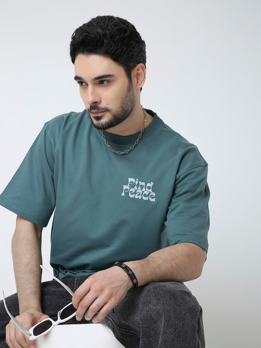 OVERSIZED SAPPHIRE BLUE PRINTED TSHIRT