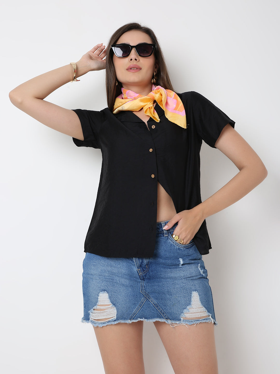 BLACK CLASSIC VISCOSE SHIRT