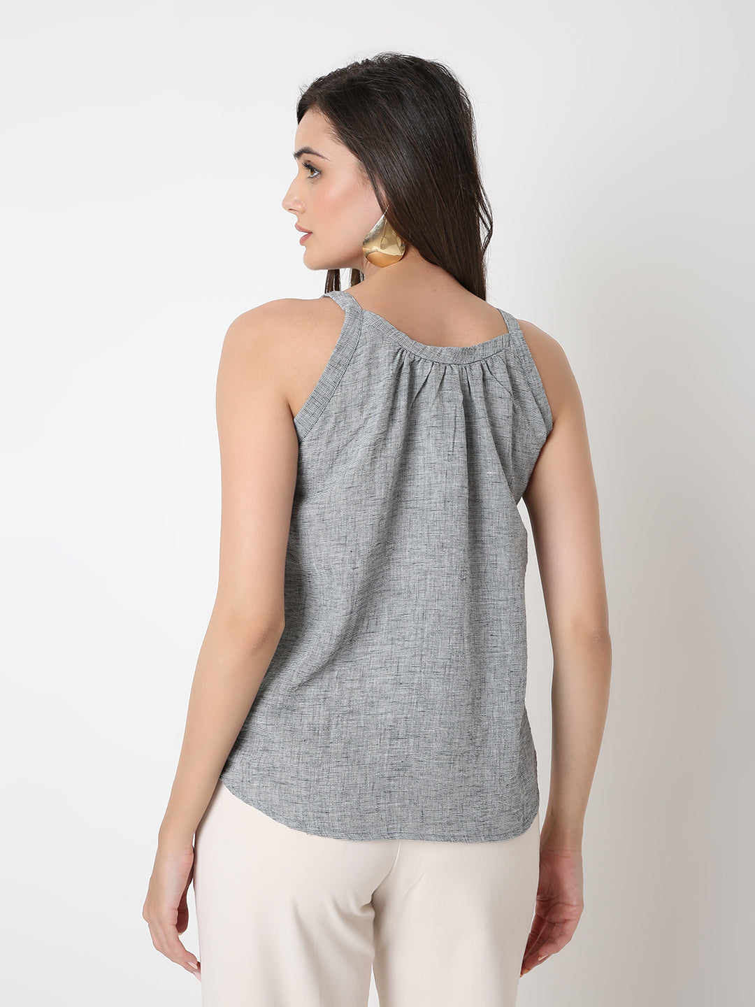 CAUSAL TEXTURED HALTER NECK TOP