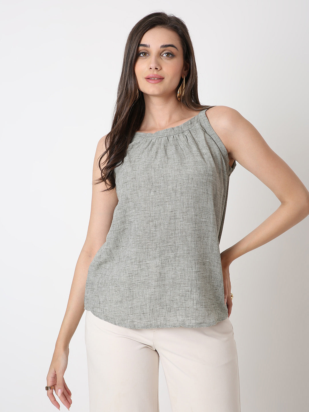 DUSTY BEIGE HALTER NECK TOP
