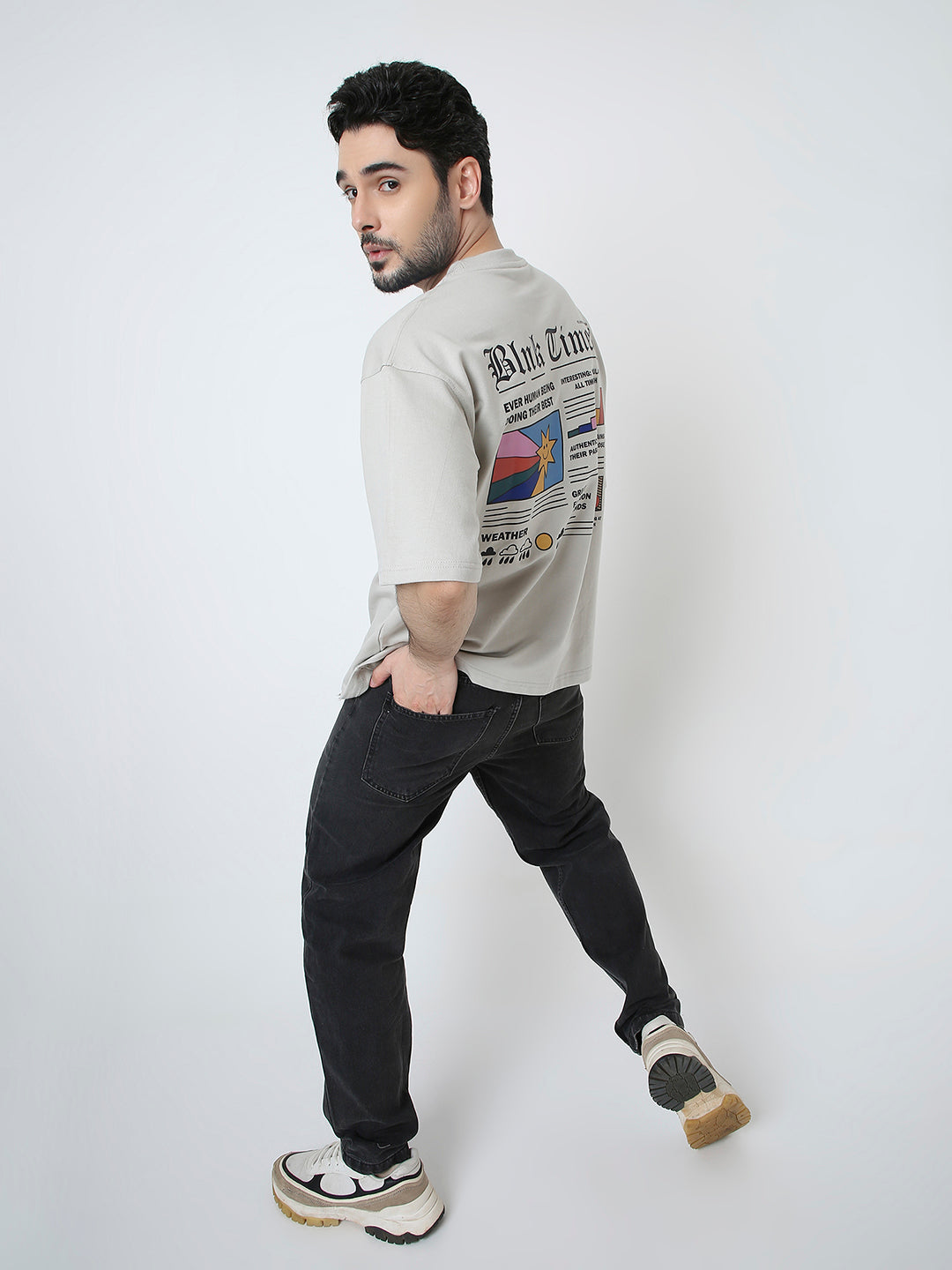 OVERSIZE SKIPPING STONE PRINTED TSHIRT